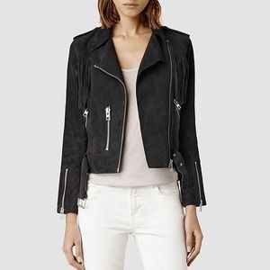 All Saints suede fringe leather jacket